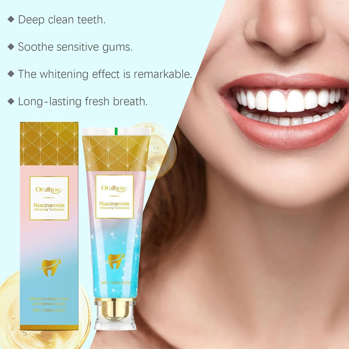 Brightening Whitening Toothpaste | معجون أسنان بالنياسيناميد لتفتيح الأسنان وإزالة التصبغات